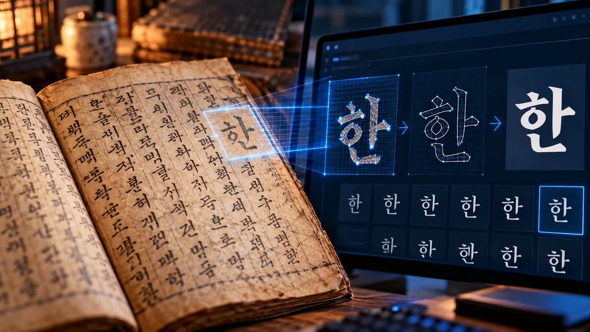 AI가 말모이 원고 글자를 분석해 글꼴로 만드는 과정